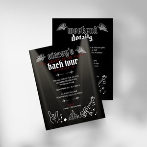 Black Rock and Roll Bachelorette Party Invitation Template, Bach Tour Bachelorette Weekend Itinerary, Bride's Farewell Tour, Customizable