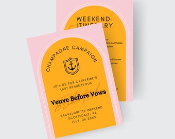 Veuve Before Vows Bachelorette Invitation: Customizable Canva Template (Digital Download)