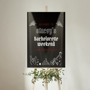 Black Rock and Roll Bachelorette Party Welcome Sign, Bach Tour Bachelorette Weekend Sign, Customizable Template in Canva, 18x24 Poster