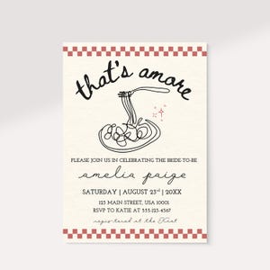 That&#39;s Amore Bridal Shower Invitation, Hand Drawn Illustrated Invite, Minimalist Bridal Shower | Customizable, Editable Canva Template