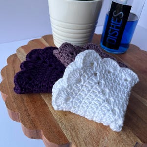 Handmade Cotton Crochet Dishcloths - Scalloped Edge Washcloth 3 Pack