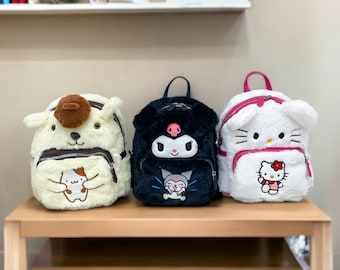 Anime Cartoon Sanrio Bag, Kuromi Melody Cute Plush Sanrio Sac à dos, Cadeaux pour enfants, Sac à dos pour enfants, Cadeau d’anniversaire, Retour à l’école