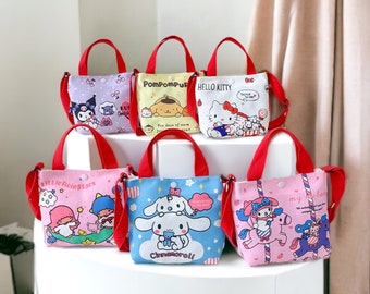 Mignon sac en toile Sanrio, sac à bandoulière Hello Kitty Cinnamoroll, sac à bandoulière mignon de dessin animé, fille - cadeaux pour enfants, cadeaux de fans de Sanrio