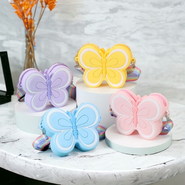 Lovely Bow Children's Silicone Shoulder Bags, Cute Butterfly Shape Crossbody Bag, Baby Girls Accessories, Kids Small Coin Purse