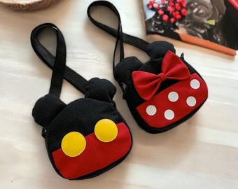Disney Kids Messenger Bag, Mignon Mickey Mouse Style Mini Sacs à bandoulière pour bébé fille, Sac à bandoulière mode, Porte-monnaie de la maternelle