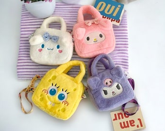 Sac en peluche Sanrio, Kawaii Cartoon Anime Sac à main Bandoulière, Sacs de rangement de voyage, Sac à main Sanrio, Cadeaux femmes filles, Mode Y2K