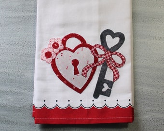 Valentine's Day Towel, Applique Kitchen Towel, Cupid, Angel, Hostess Gift