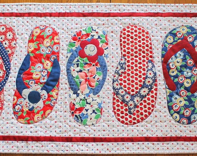 Flip Flop Table Runner Quilted Table Runner Summer Table Etsy