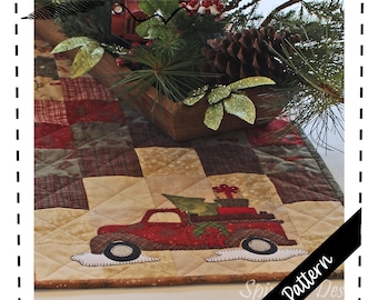 Table Runner Pattern, Retro Truck, Vintage Truck Table Runner Pattern, Christmas Pattern, PDF Pattern