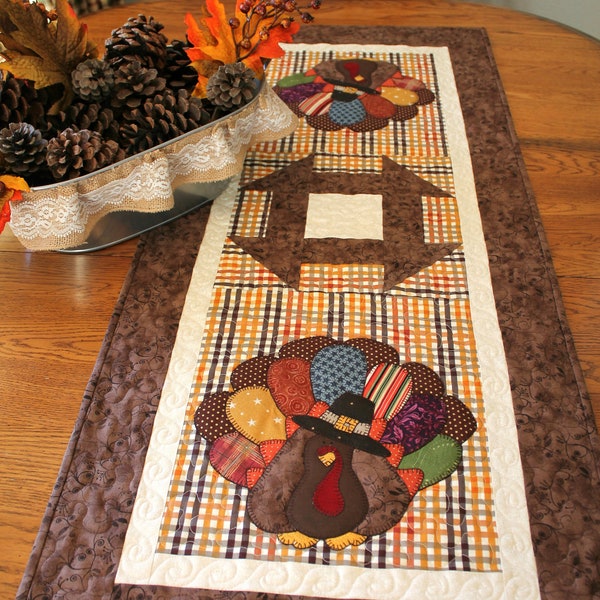 Turkey Table Runner Pattern, Thanksgiving Table Runner Pattern, Quilt Pattern, Thanksgiving, Pattern, Thanksgiving Table Runner