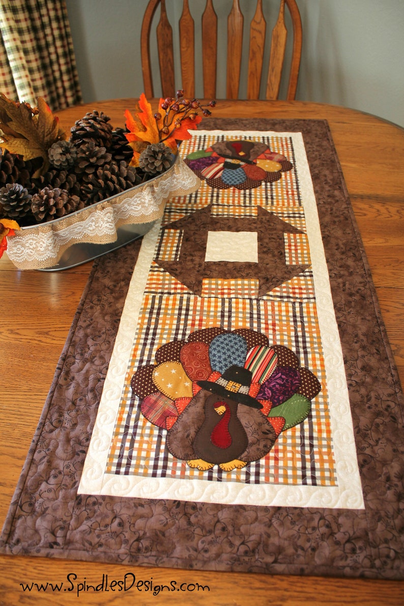 Turkey Table Runner Pattern Thanksgiving Table Runner | Etsy