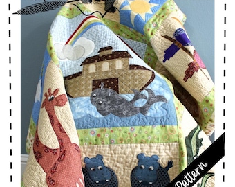 Noah&#39;s Ark Baby Quilt Pattern – PDF Download | Applique Animal Quilt | Baby Shower Gift Idea | Nursery Decor