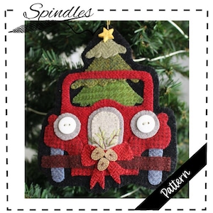 Vintage Truck Ornament Pattern, Wool Pattern, Christmas Ornament Pattern, Felt Ornament Pattern
