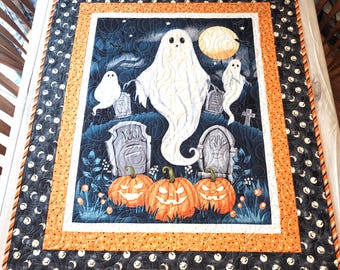 Halloween Ghost Jack-o’-Lantern Grave Yard Quilted Wall Hanging