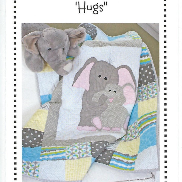 Baby Quilt pattern,  Mom and Baby Elephant Quilt Pattern, Hugs Quilt Pattern, Animal Quilt Pattern