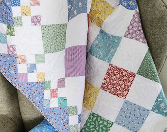 Vintage Style Baby Quilt-Handmade for Girl or Boy Crib-Heirloom Quilt