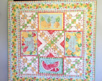 Quilted Patchwork Summer Fruit Table Topper Wall Hanging