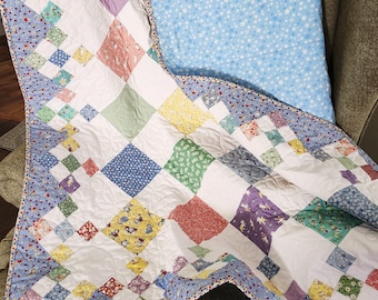 Vintage Style Baby Quilt-Handmade for Girl or Boy Crib-Heirloom Quilt