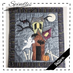 Haunted House Applique Pattern, Table Topper, Wall Hanging Quilt