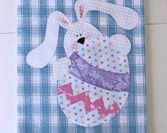 Easter Tea Towel, Easter Applique Pattern, "Floppy" Bunny Applique Pattern, Easter Towel Pattern, PDF Pattern