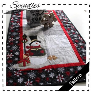 Schneemann Caroler Tischläufer & Geschirrtuch-Muster (PDF-Muster