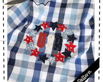 USA Wreath Applique Pattern-Digital Download