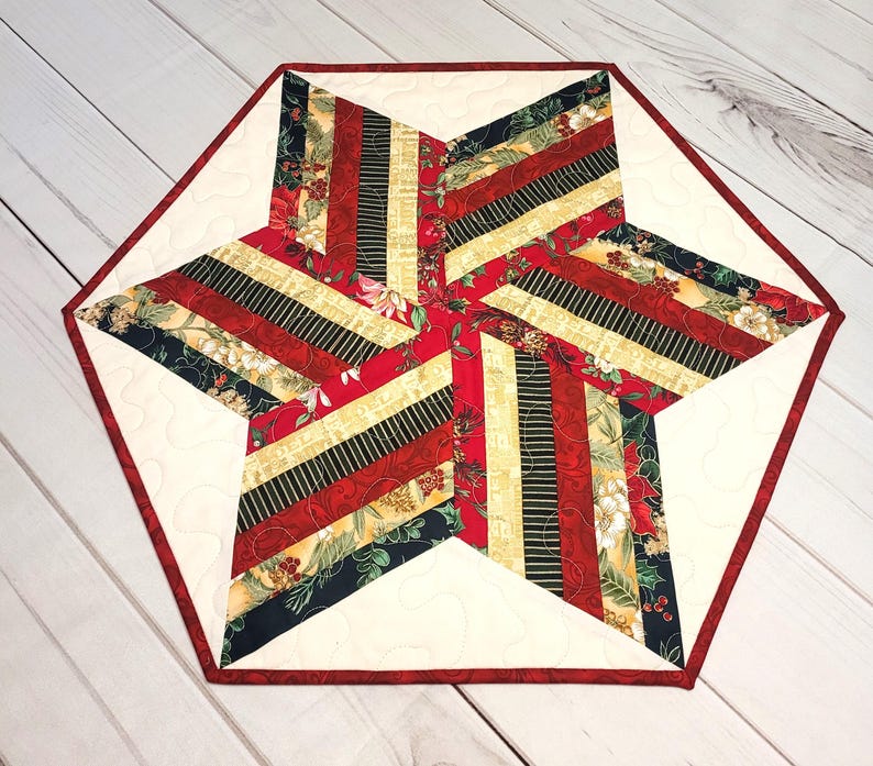 Star Table Topper Star Christmas Quilted Hexagon Table Topper - Etsy