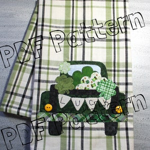 St. Patrick's Day Towel Pattern, Tea Towel Applique Patterns, St. Patrick's Day Pattern image 1