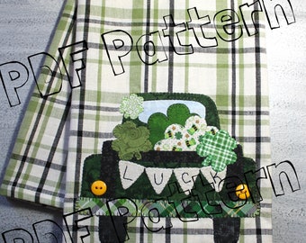 St. Patrick's Day Towel Pattern, Tea Towel Applique Patterns, St. Patrick's Day Pattern