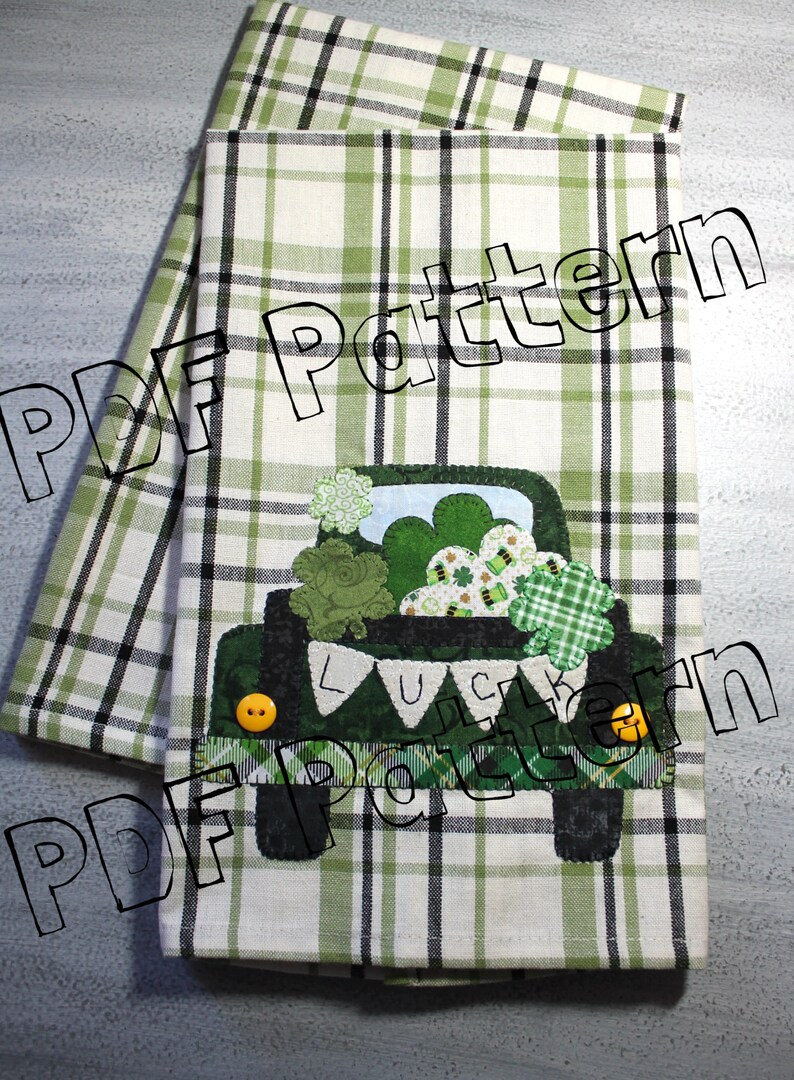 St. Patrick's Day Towel Pattern, Tea Towel Applique Patterns, St. Patrick's Day Pattern image 1