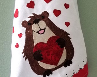 Valentine's Day Towel, Capybara Valentine's Tea Towel, Capy Valentine's Day, Gift, Valentine Kitchen Decor
