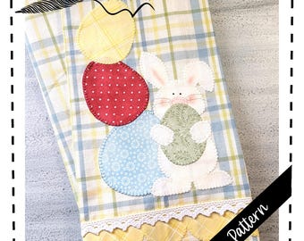 Easter Stacked Eggs Applique PDF Pattern, Digital Download, Kitchen Tea Towel