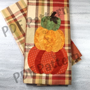 Calabazas apiladas, patrón de calabaza, patrón de toalla de cocina