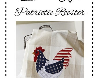 Modèle de torchon, motif patriotique de serviette de coq, motif de serviette appliqué, motif de coq d'appliqué, motif PDF