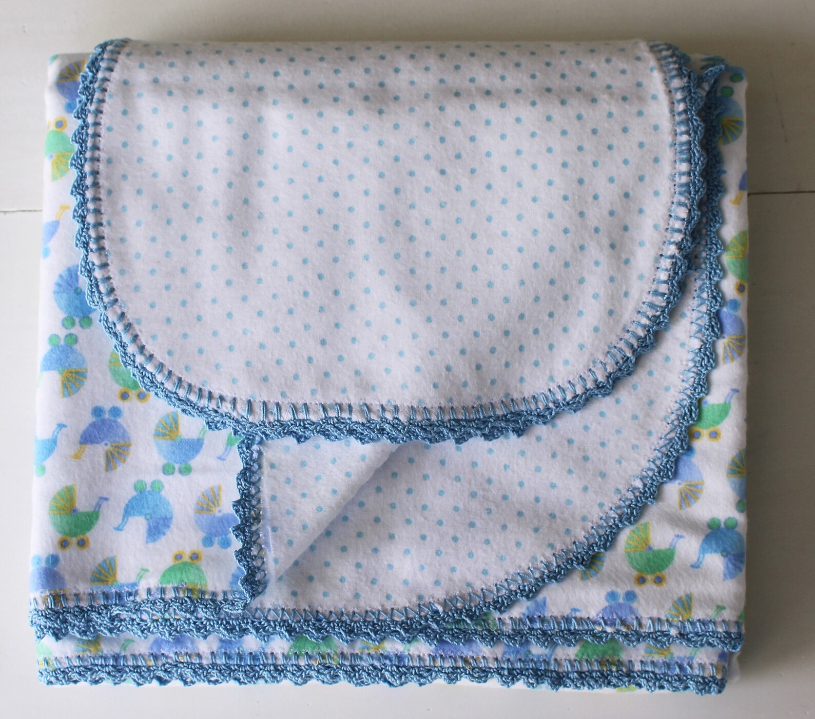 Crochet Edge Receiving Blanket Baby Blanket Swaddling Etsy