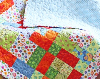 Lap Quilt Handmade, Patchwork Quilt, Patchwork Quilt, Scrappy Quilt, Child Quilt