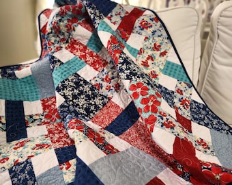 Handmade Quilt- Picnic Red, White, Blue