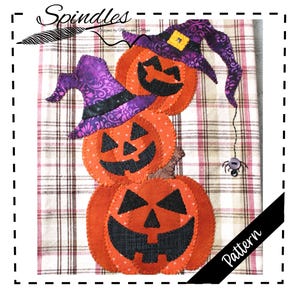 Patroon gestapelde pompoenappliqué: halloweentheedoek (digitale download)
