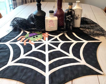Halloween Appliqued Vampire Spider Web Table Runner