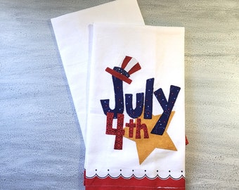 Appliqued Kitchen Towel, July 4th Towel, Americana Towel, Patriotic Towel, Housewarming Gift
