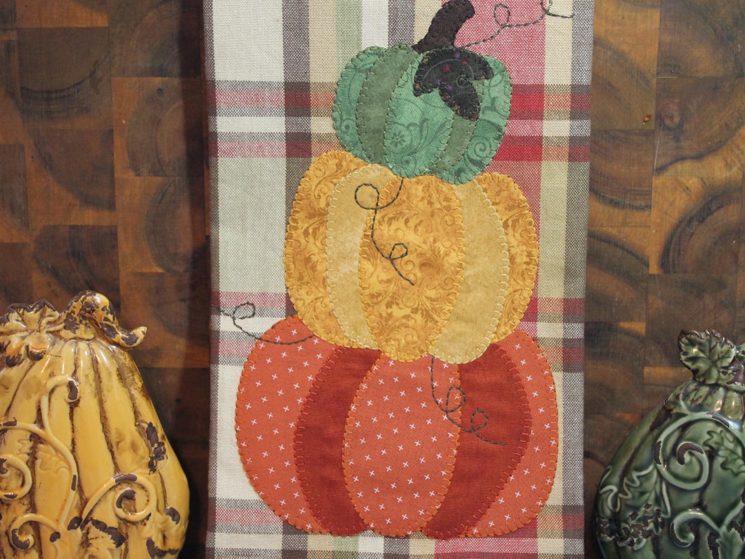 Stacked Pumpkins Towel Thanksgiving Pumpkin Tea Towel Etsy