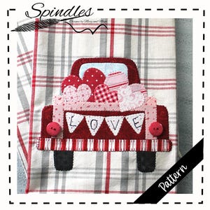 Patrón de aplique para paño de cocina de camión de San Valentín (descarga digital)