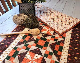 Fall Patchwork Quilted Table Runner, Thansgiving