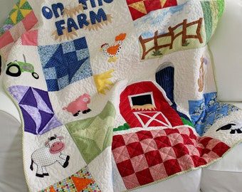 Baby Quilt, Toddler Quilt, Farm Animal Quilt Pattern, Farm Quilt Pattern