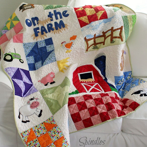 Baby Quilt, Toddler Quilt, Farm Animal Quilt Pattern, Farm Quilt Pattern