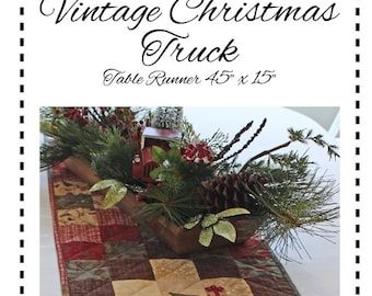 Table Runner Pattern, Retro Truck, Vintage Truck Table Runner Pattern, Christmas Pattern, PDF Pattern