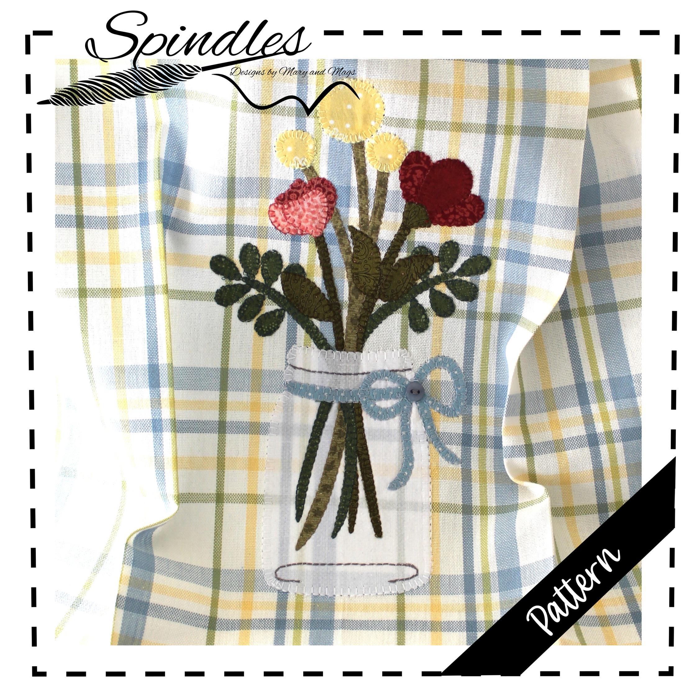 Tea Towel Pattern, Jar with Flower Towel Pattern, Applique Towel Pattern, Mason Jar Applique Pattern, PDF Pattern