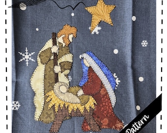 Holy Family Appliqué Pattern | Nativity Quilt Block Design