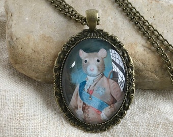 Rat Necklace, Rat Gifts, Rat Accessories, Pendant Jewelry, Fancy Rat, Sir Walter Ratleigh