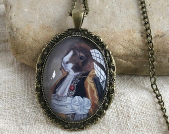 Guinea Pig Necklace, Guinea Pig Pendant, Animal Jewelry, Pet Lover Gift, Basil